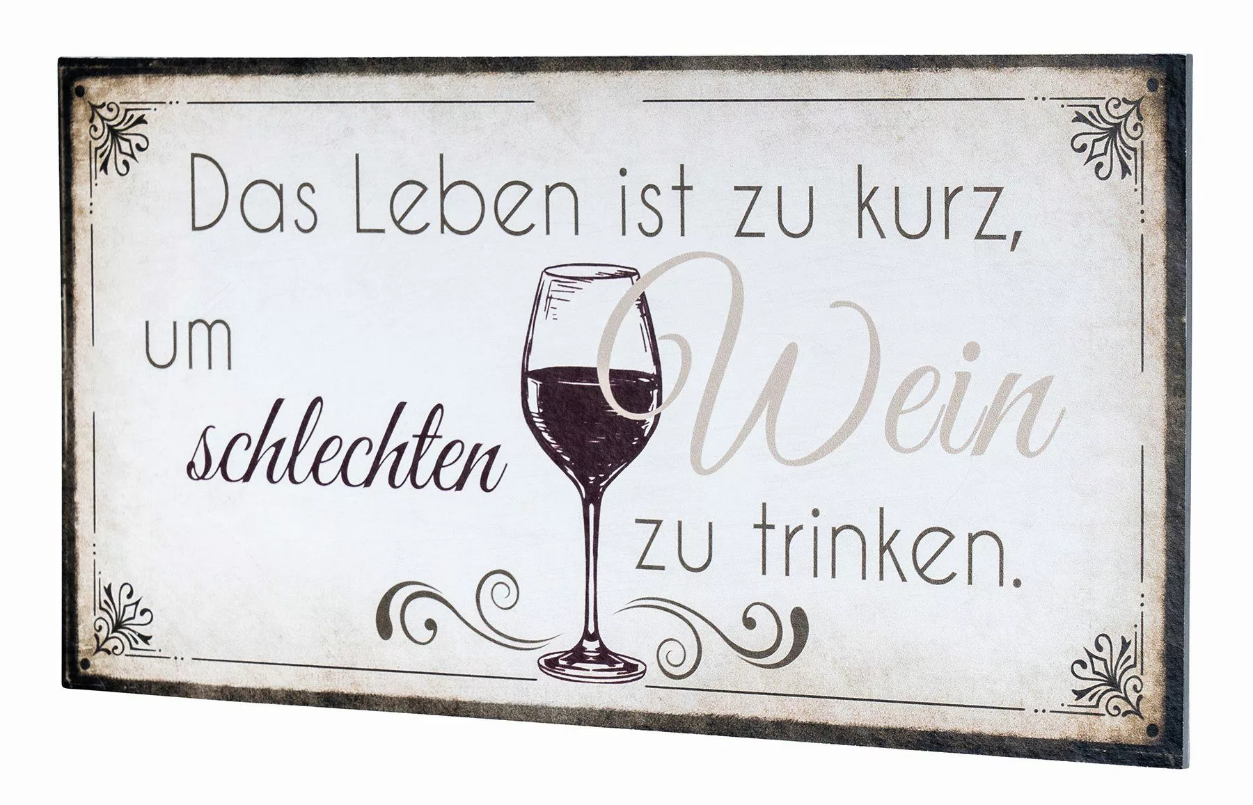 Levandeo® Wandbild, Wandbild 40x20cm Wein Spruch günstig online kaufen