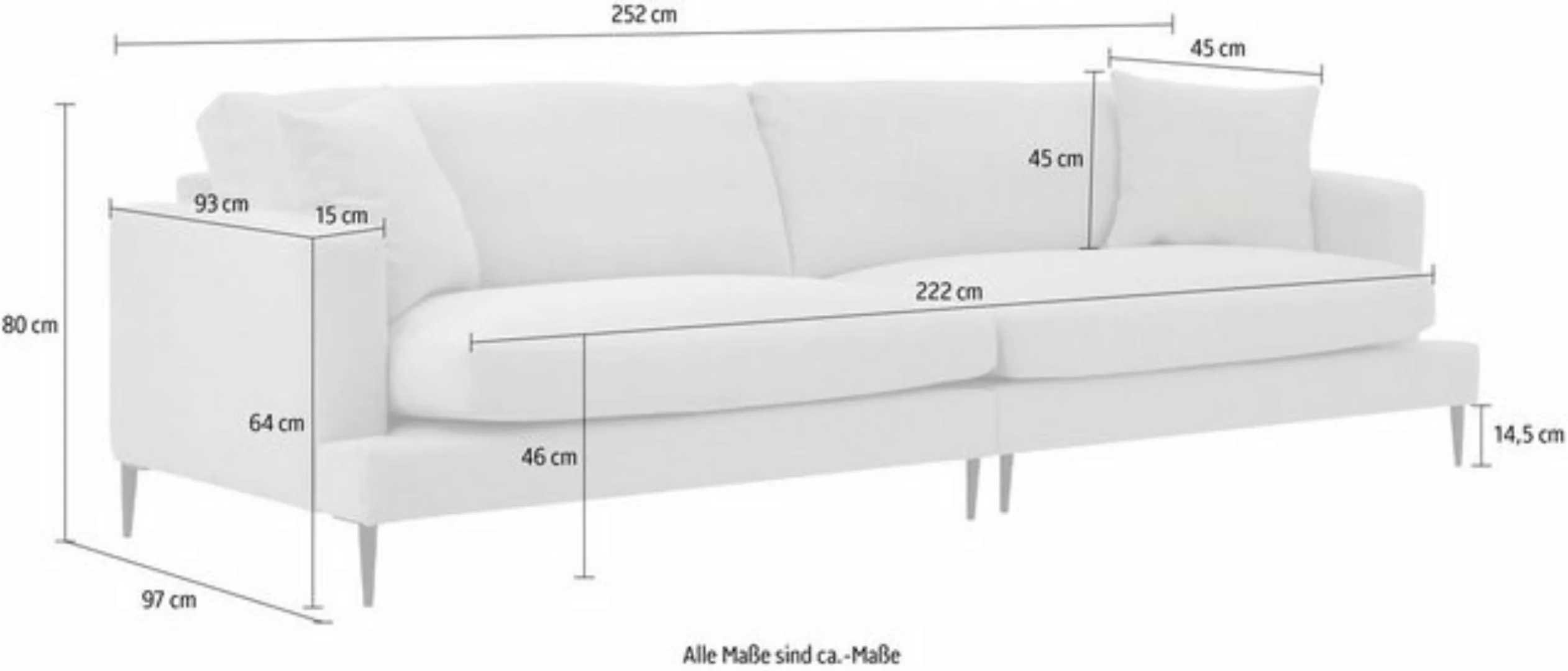 Leonique Big-Sofa "Cozy", mit losen Kissen und Metallbeinen günstig online kaufen