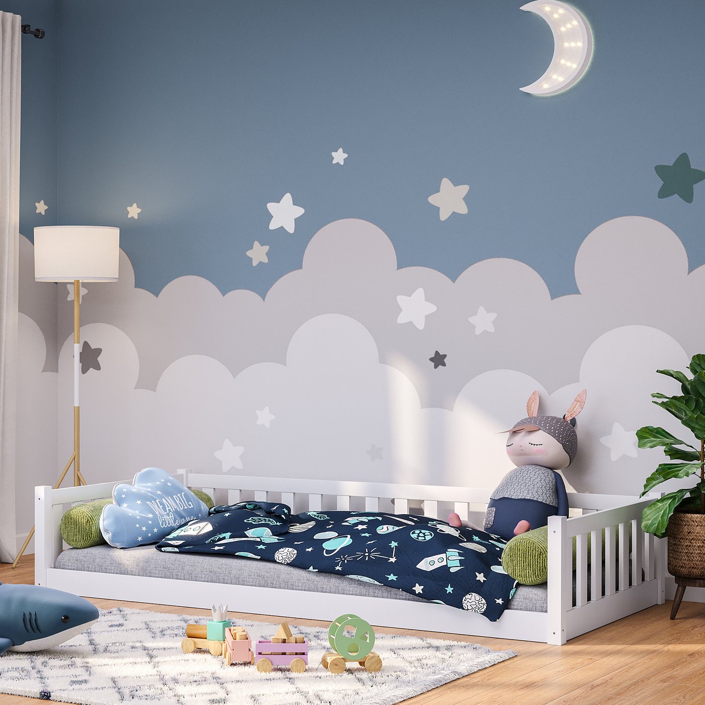 Bellabino Kinderbett Mura (Bodenbett 90x200 weiß, inkl. Lattenrost), bodent günstig online kaufen