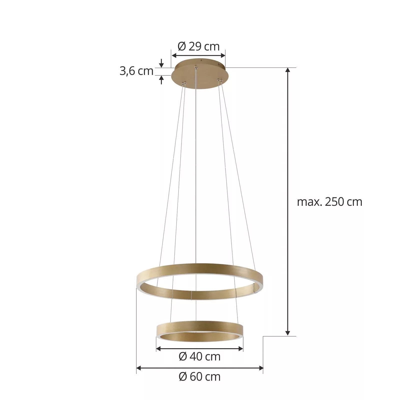 Lucande Smart LED-Hängeleuchte Yonam, gold, 2-flammig, Tuya günstig online kaufen