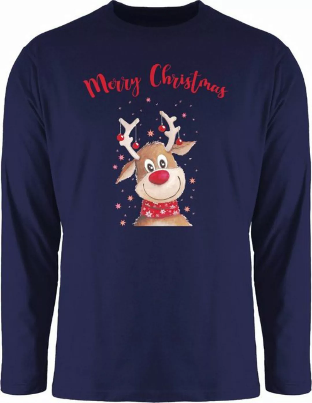 Shirtracer Rundhalsshirt Merry Christmas Rentier Weihachten Kleidung günstig online kaufen