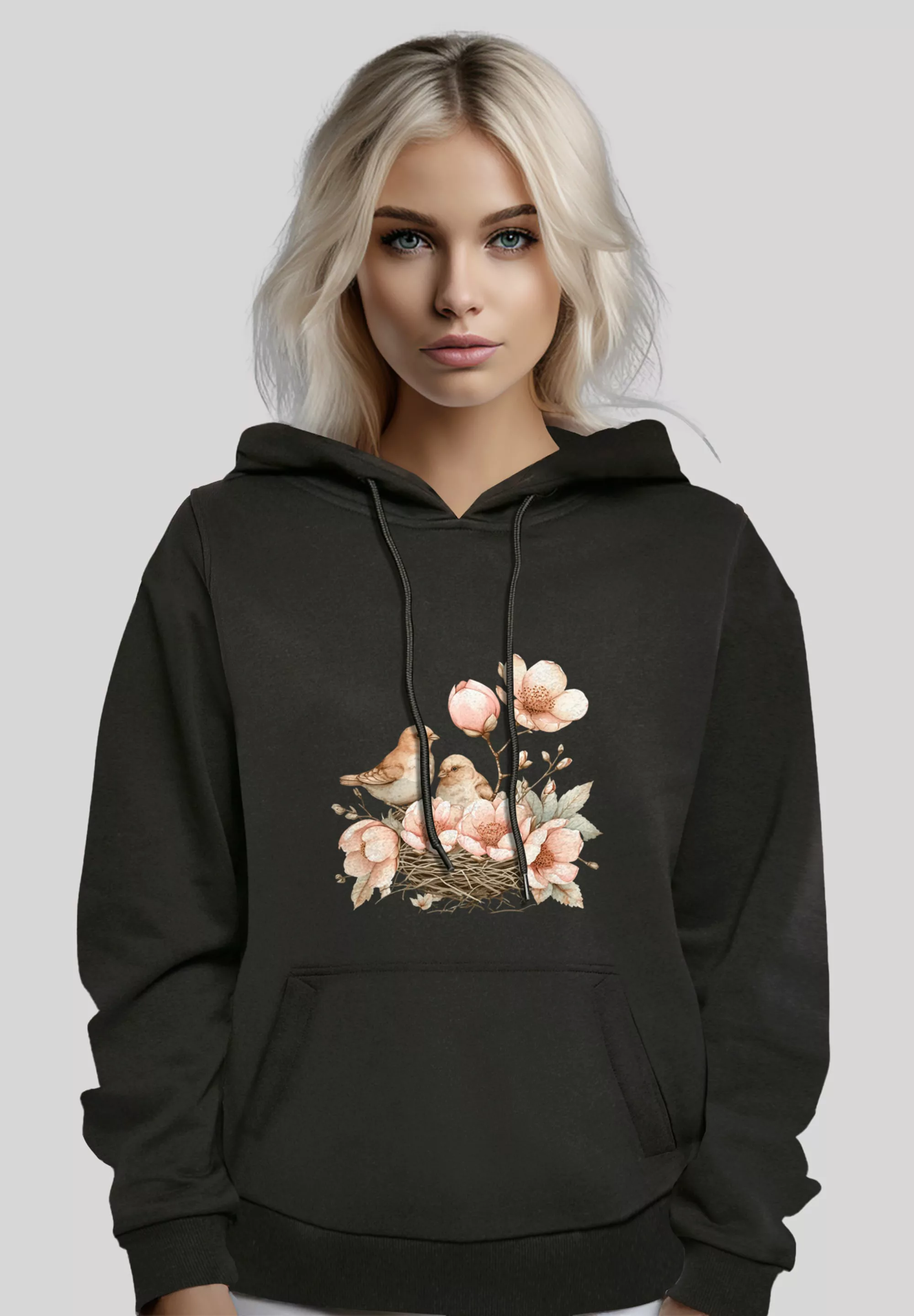 F4NT4STIC Kapuzenpullover "Vogelnest Blumen", Premium Qualität günstig online kaufen