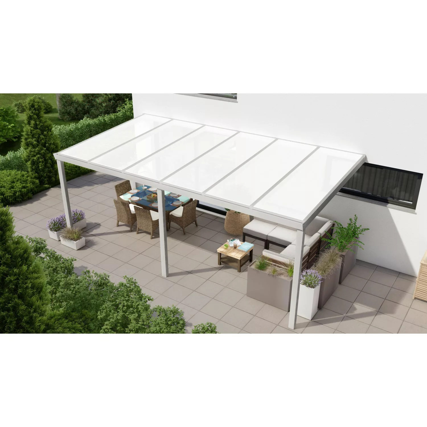 Terrassenüberdachung Professional 600 cm x 300 cm Grau Struktur PC Opal günstig online kaufen
