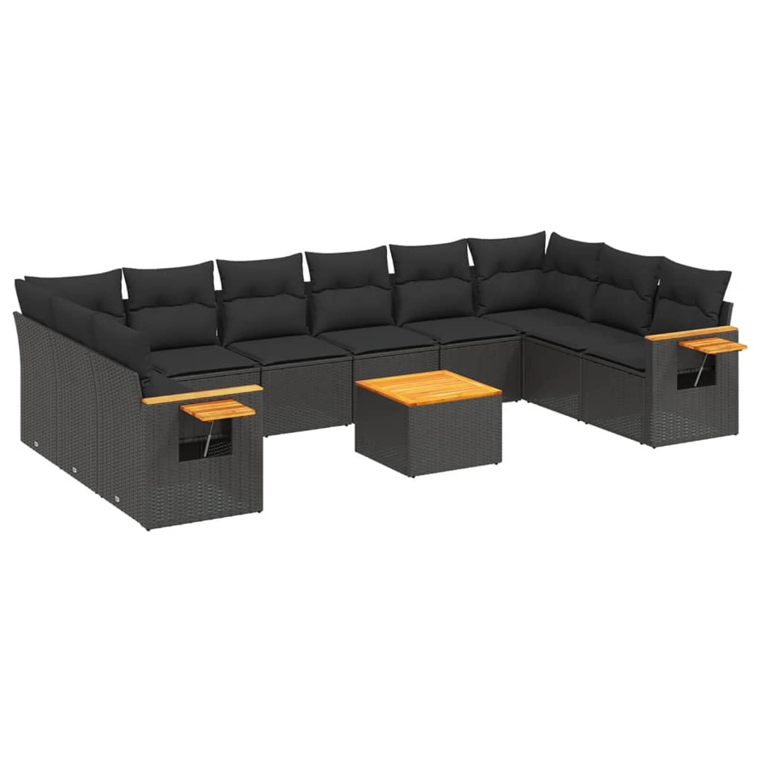 vidaXL 11-Tlg Garten-Sofagarnitur mit Kissen Schwarz Poly Rattan 3259570 günstig online kaufen