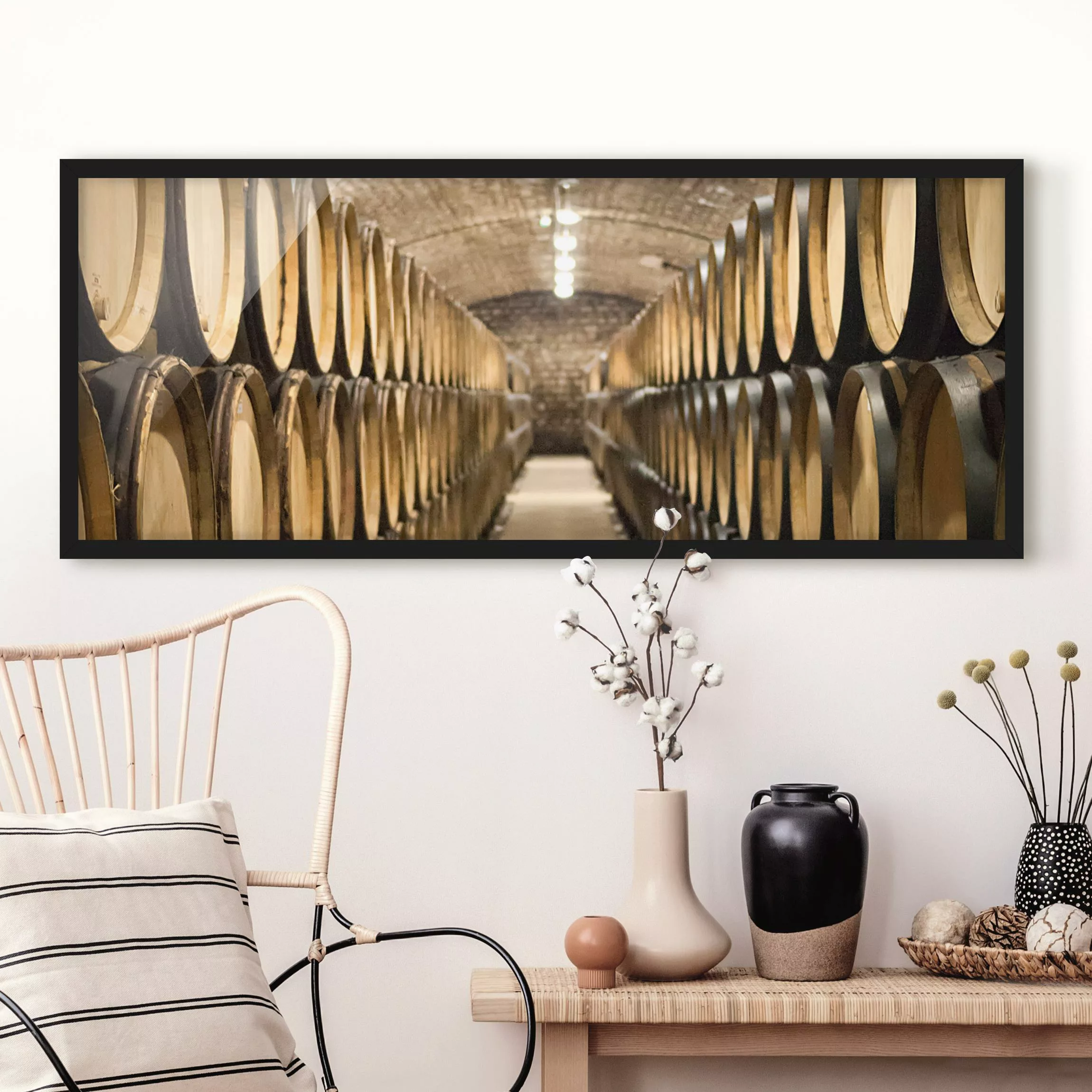 Bild mit Rahmen Küche - Panorama Weinkeller günstig online kaufen