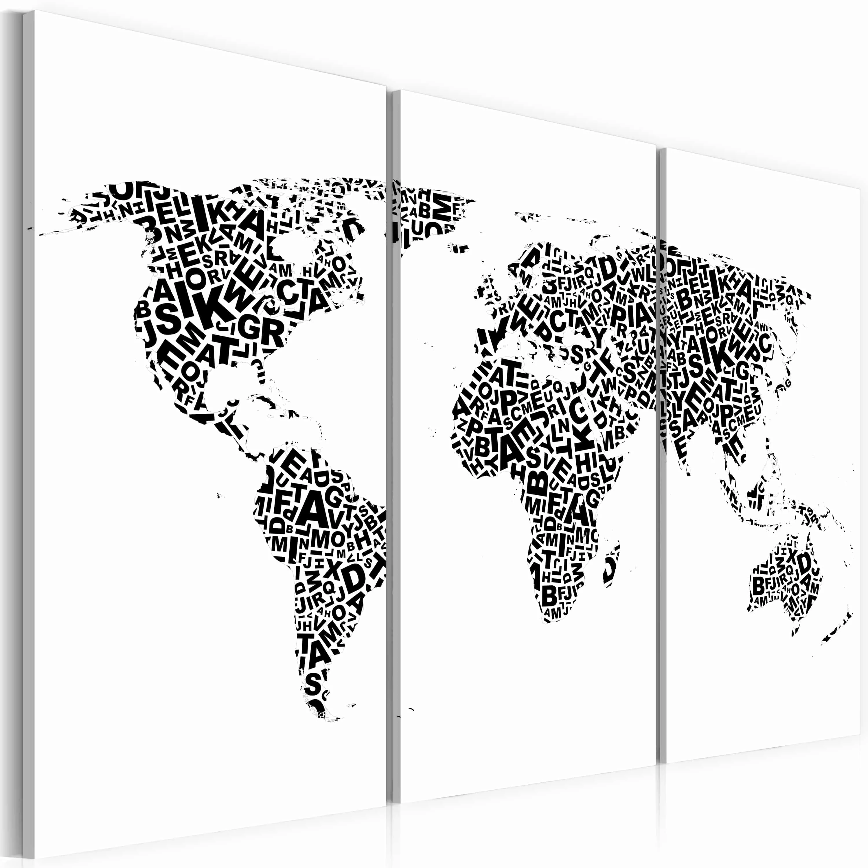 Wandbild - Weltkarte - Alphabet - Triptychon günstig online kaufen