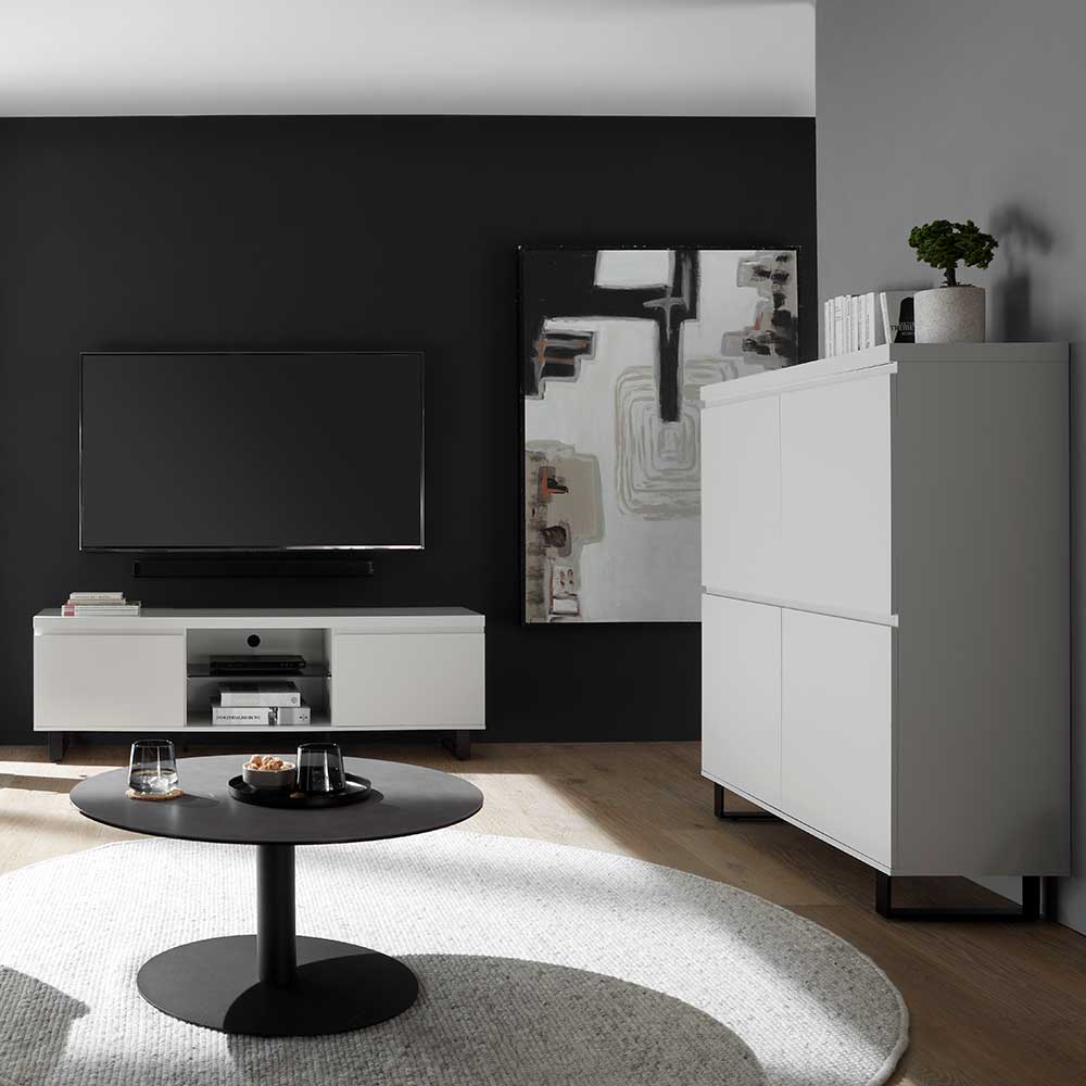 Wohnzimmer Schrank Set Wohnzimmermöbel in modernem Design und Weiß (zweitei günstig online kaufen