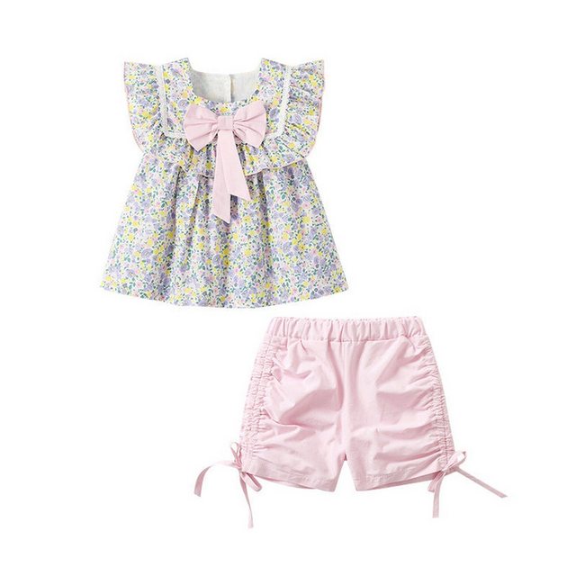 AUKUU Jerseykleid Kleid Set Sommer Süßer Stil Blumen Kontrastfarbe Damen Kl günstig online kaufen