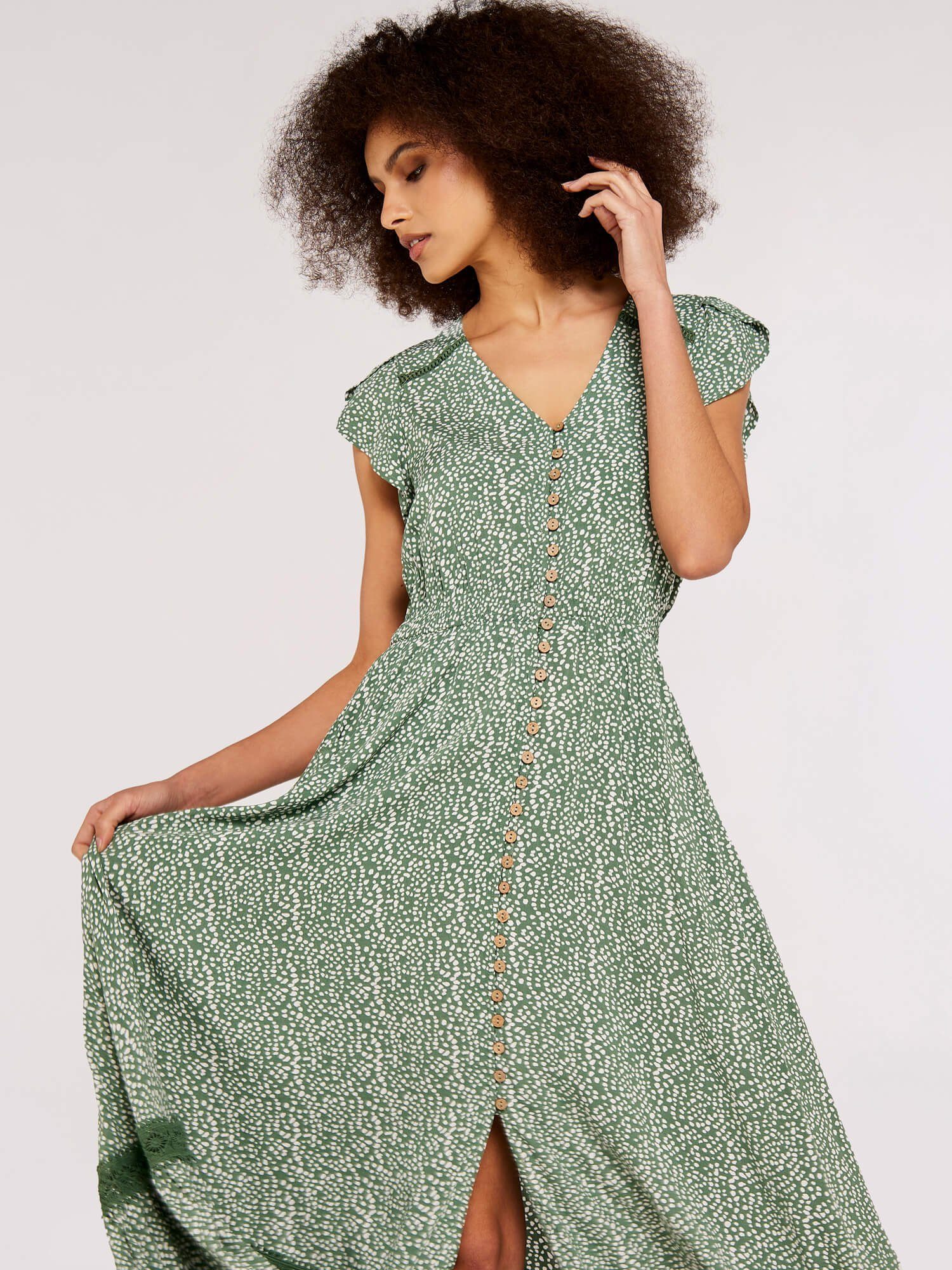 Apricot Druckkleid Sommerkleid, (1-tlg) mit bestickter günstig online kaufen
