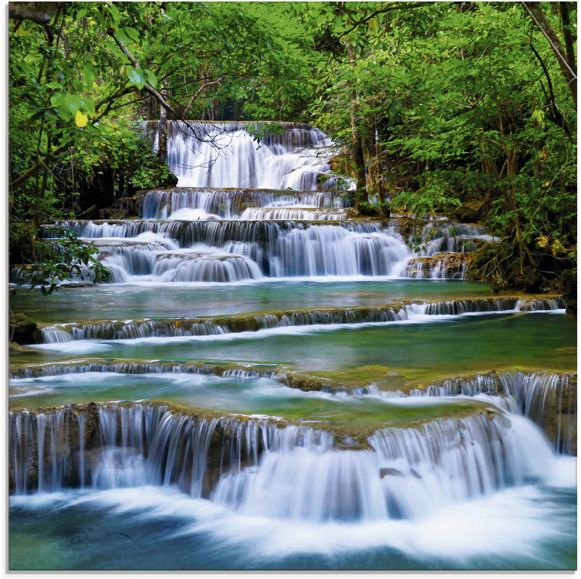 Artland Glasbild "Tiefen Wald Wasserfall", Gewässer, (1 St.) günstig online kaufen