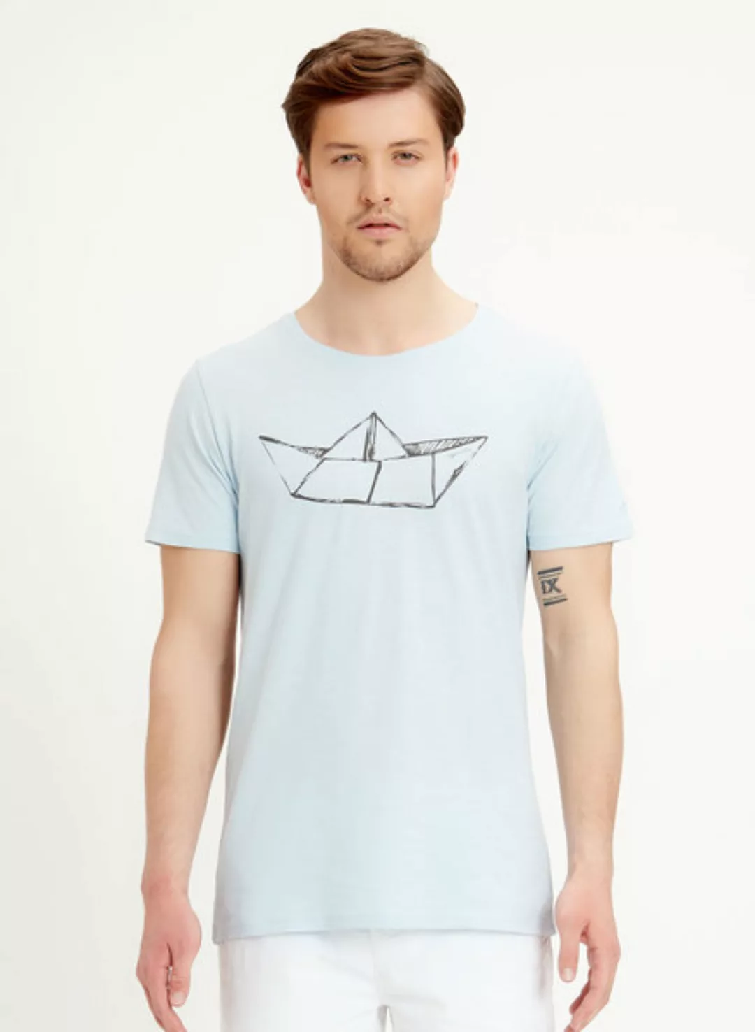 T-shirt Aus Bio-baumwolle Mit Papierschiff-druck günstig online kaufen