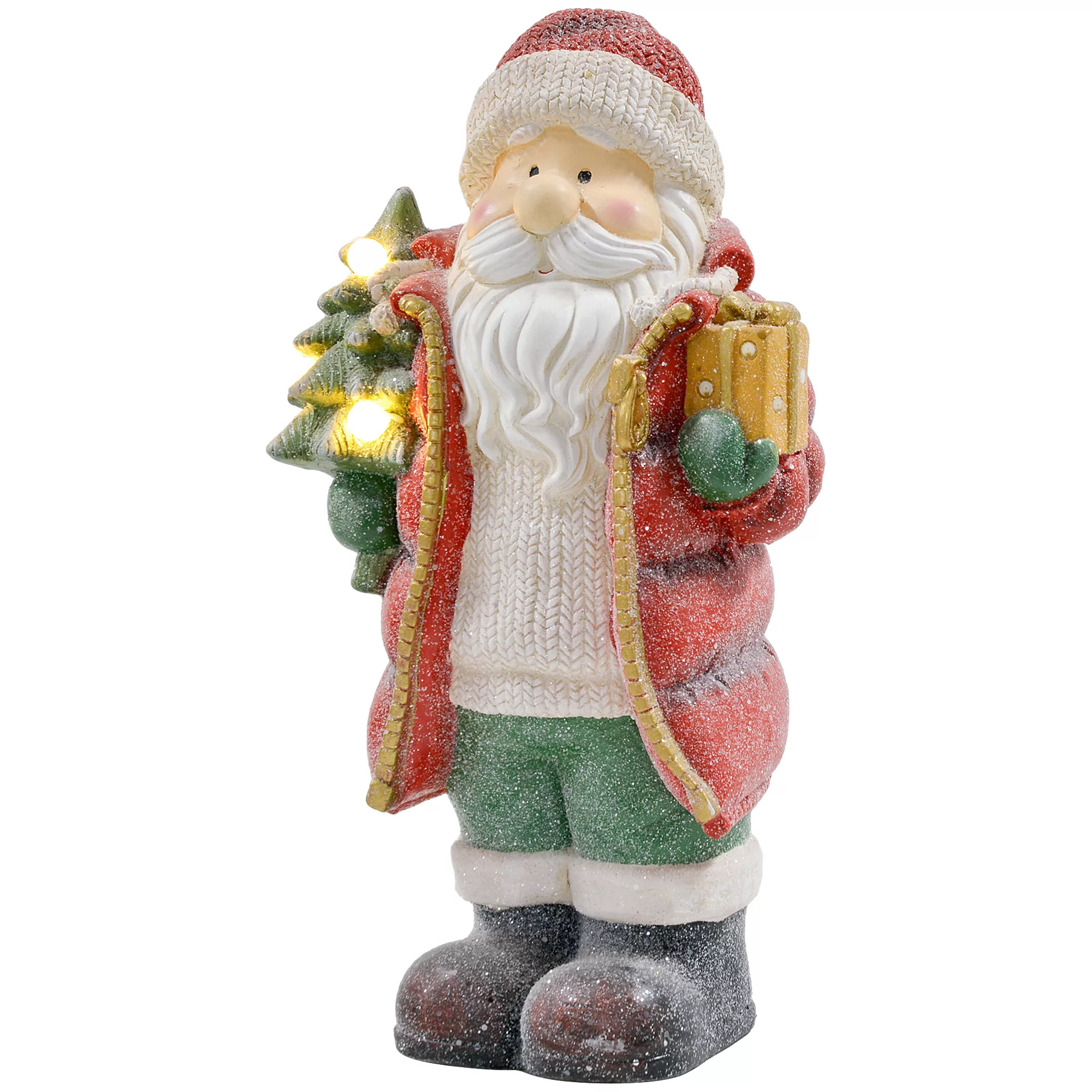 HOMCOM Weihnachtsdeko Figur, Weihnachtsmann mit Weihnachtsbaum und Geschenk günstig online kaufen