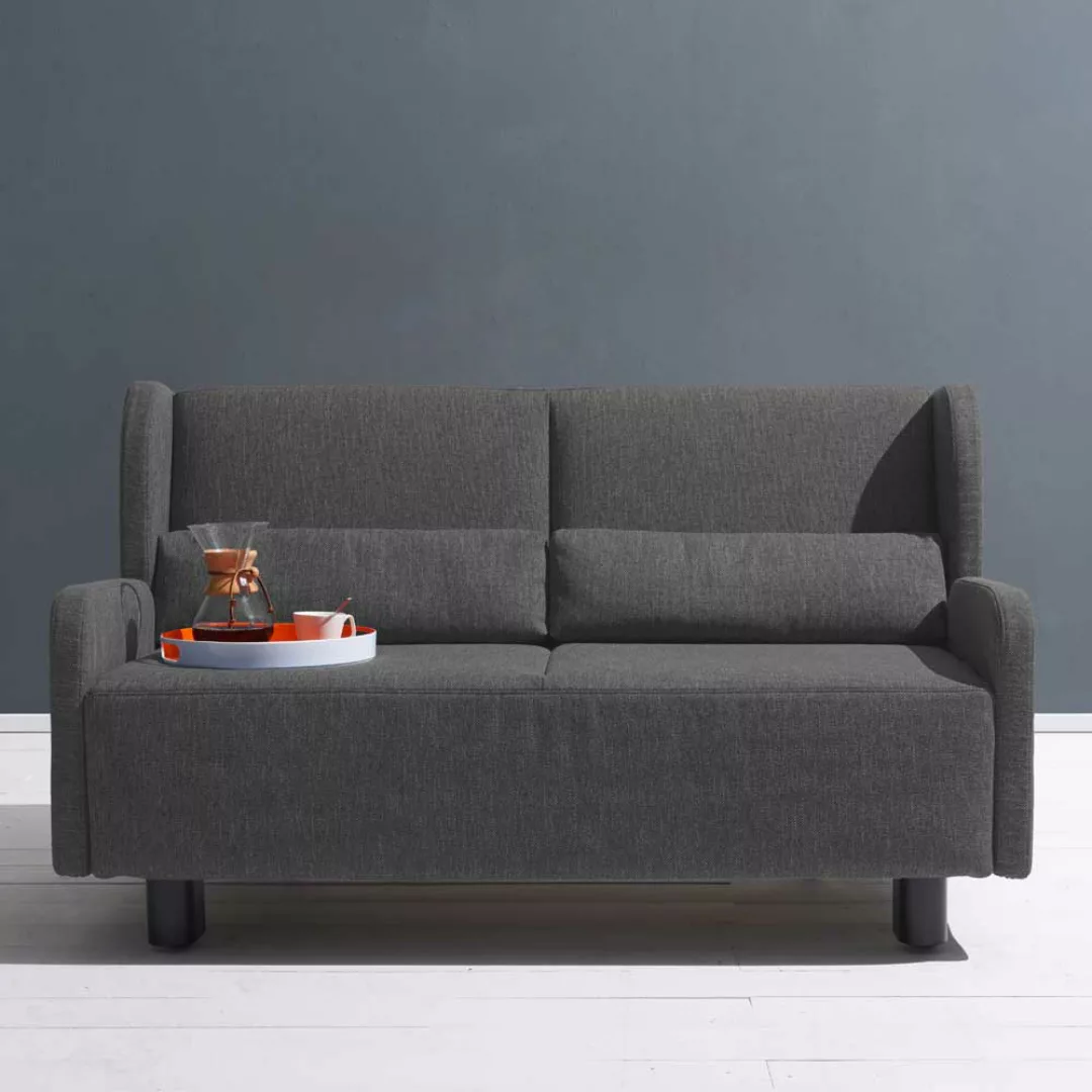 Bettsofa in Dunkelgrau Webstoff Made in Germany günstig online kaufen