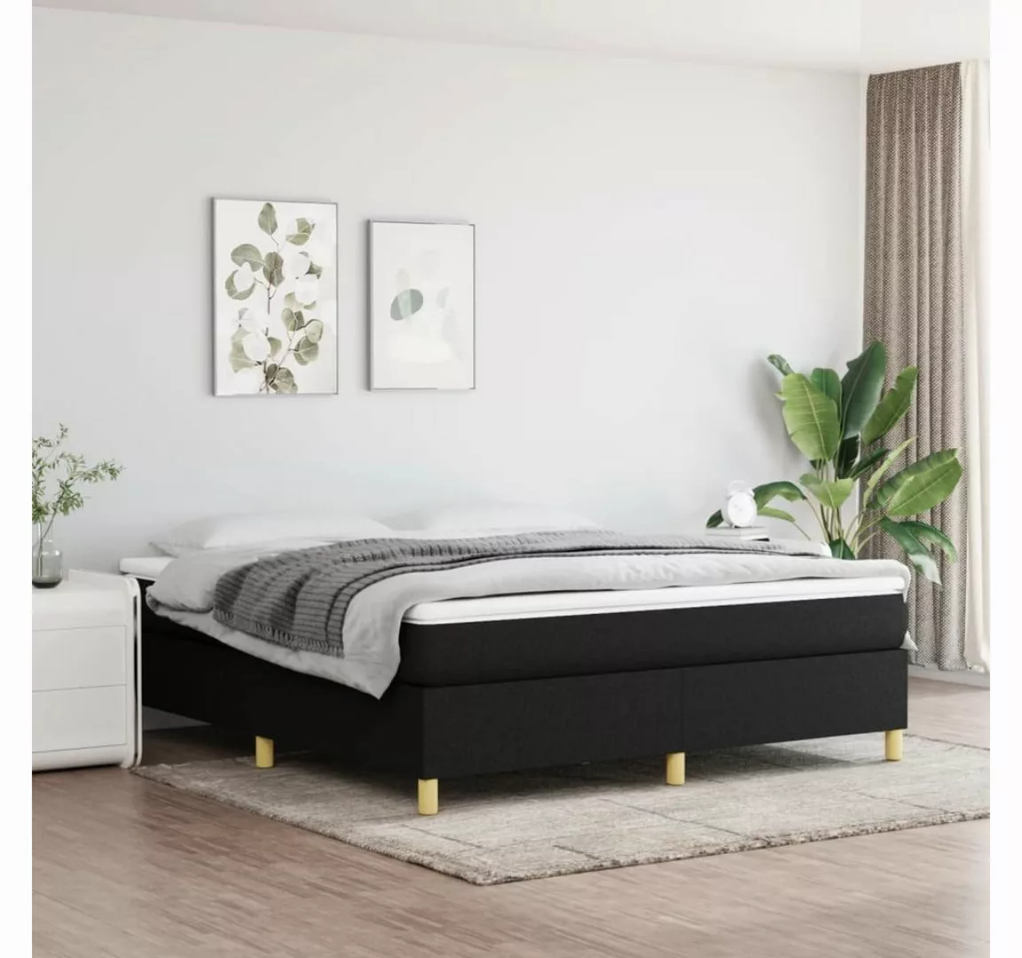 furnicato Bett Boxspringbett mit Matratze Schwarz 160x200 cm Stoff günstig online kaufen