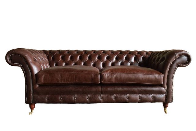 JVmoebel Chesterfield-Sofa Braun Chesterfield Design Luxus Polster Sofa Cou günstig online kaufen