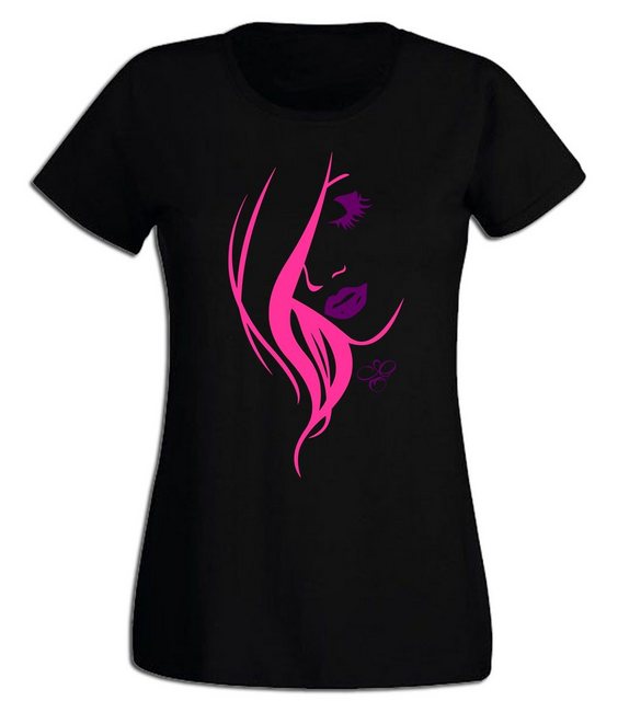 G-graphics T-Shirt Damen T-Shirt - Ladyface Pink-Purple-Collection, Slim-fi günstig online kaufen