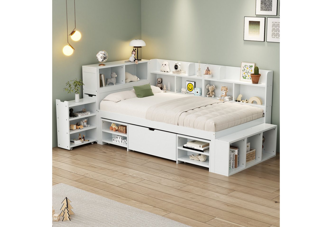 MODFU Kinderbett Einzelbett (Multifunktionales Kinderbett, mit Lattenrost, günstig online kaufen