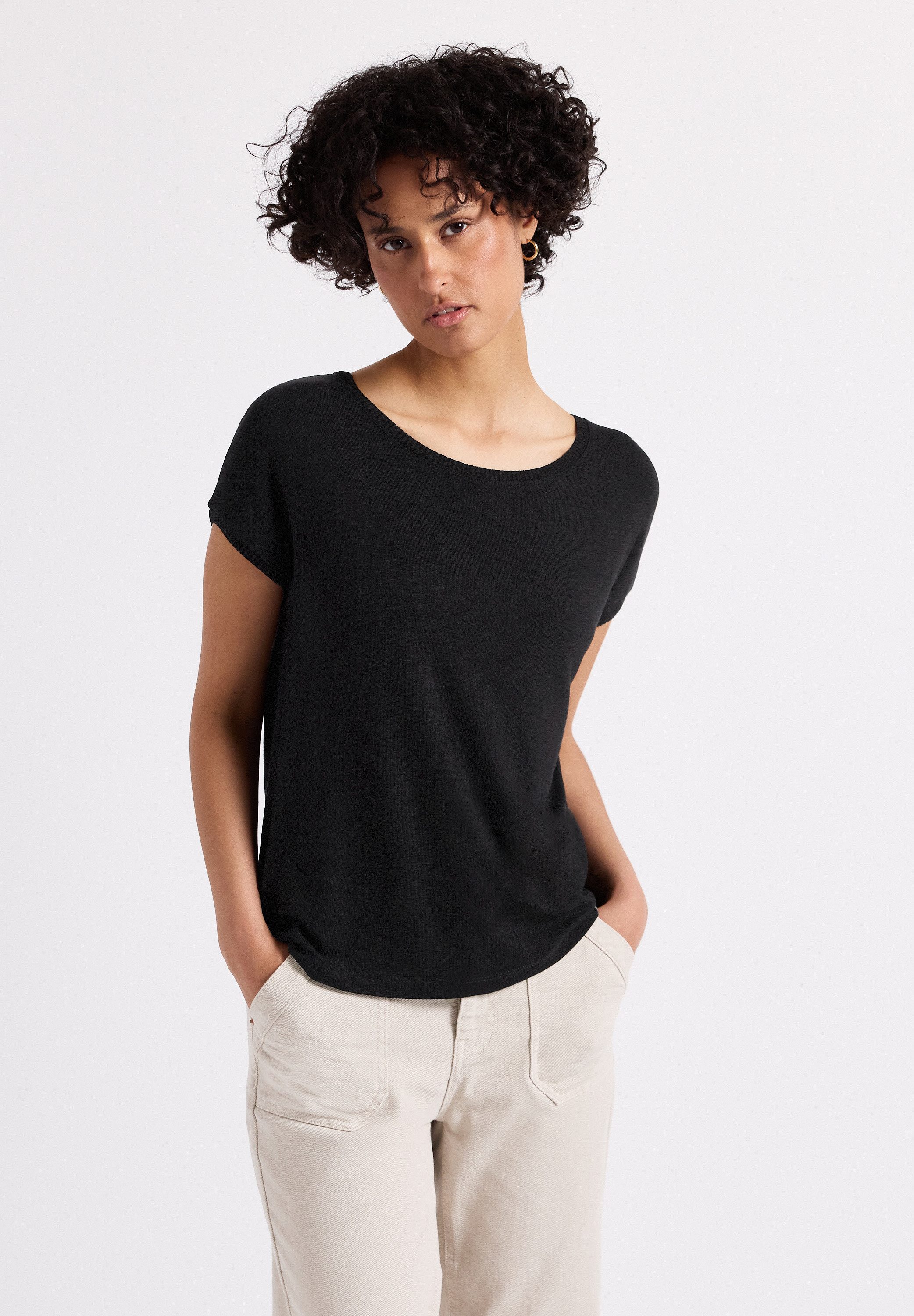 STREET ONE T-Shirt, mit Materialmix günstig online kaufen