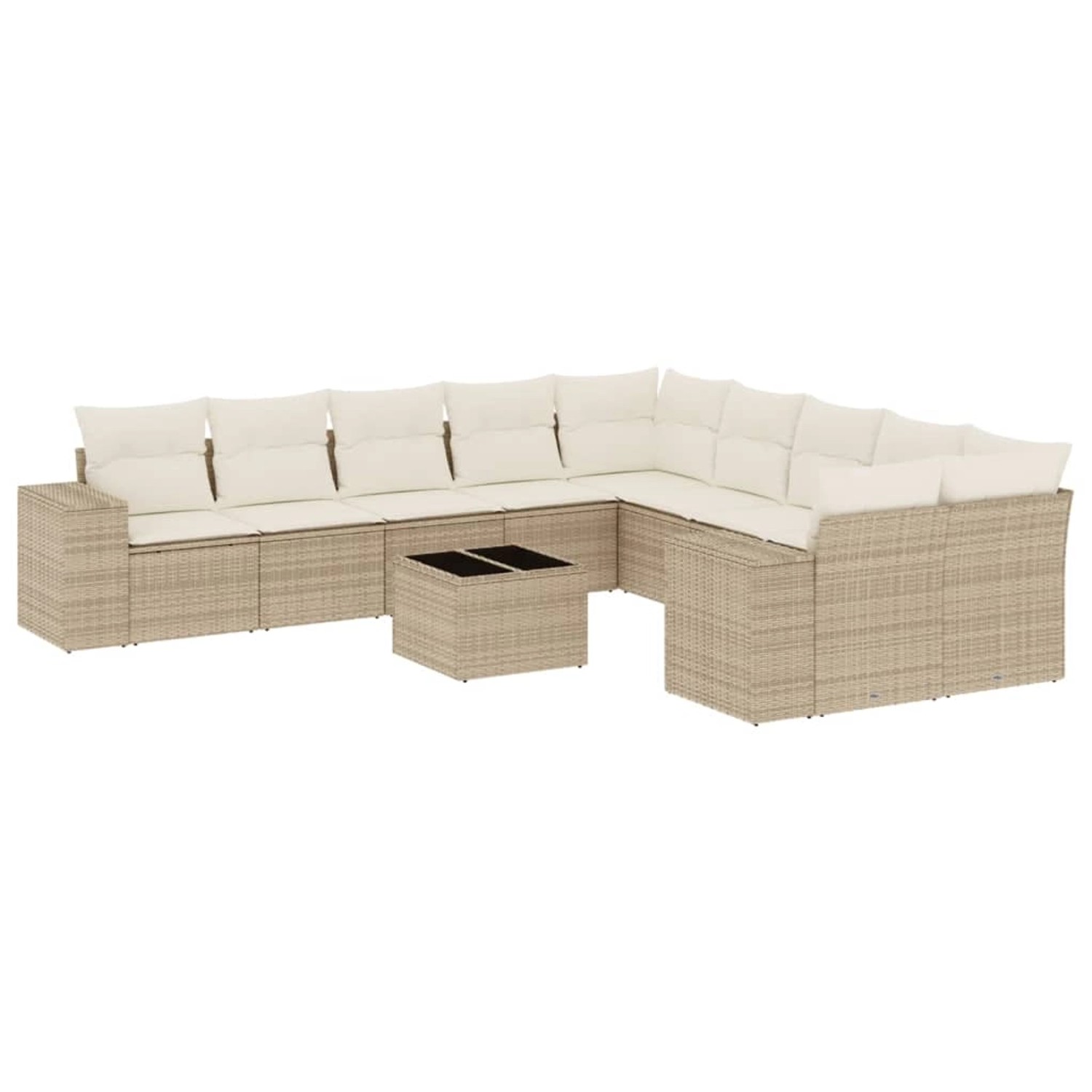 vidaXL 11-Tlg Garten-Sofagarnitur mit Kissen Beige Poly Rattan 3255455 günstig online kaufen