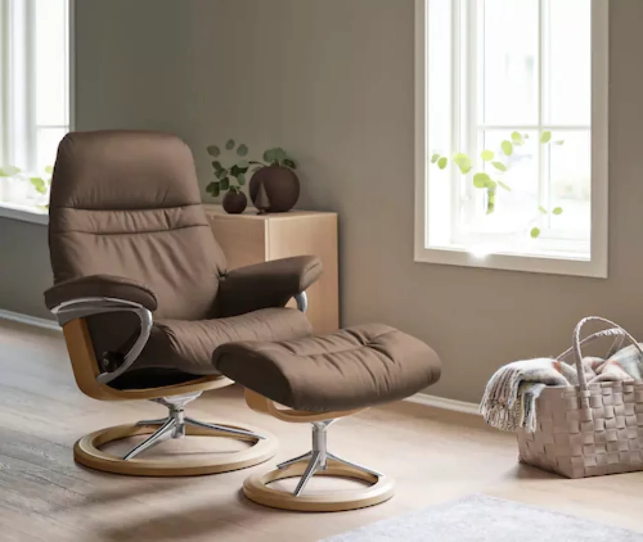 Stressless® Relaxsessel »Sunrise«, (Set, Relaxsessel mit Hocker), mit Signa günstig online kaufen