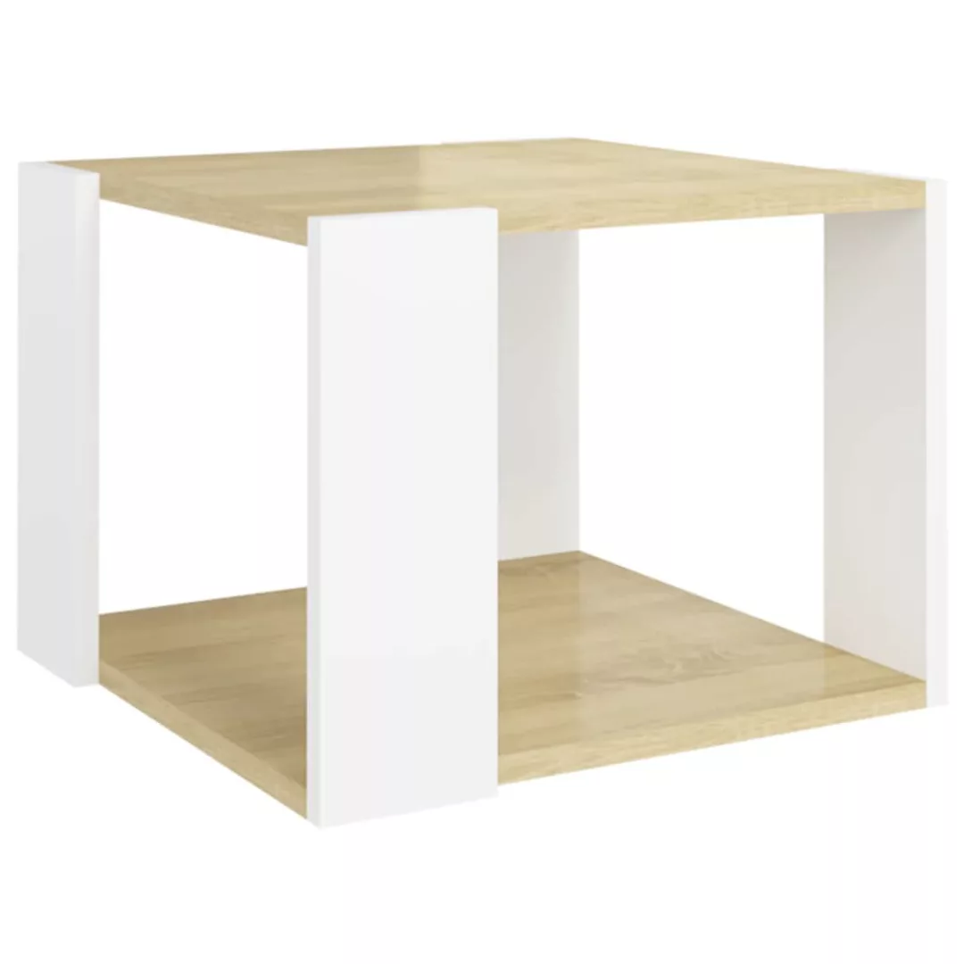 Couchtisch Sonoma-eiche Weiß 40x40x30 Cm Spanplatte günstig online kaufen