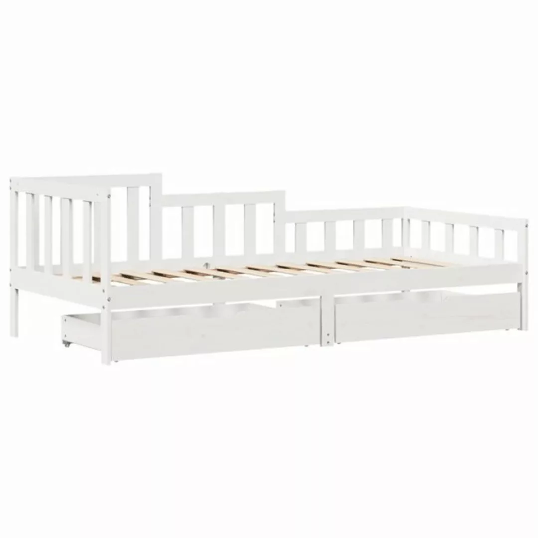 vidaXL Bett Tagesbett mit Schubladen Weiß 90x200 cm Kiefernholz günstig online kaufen