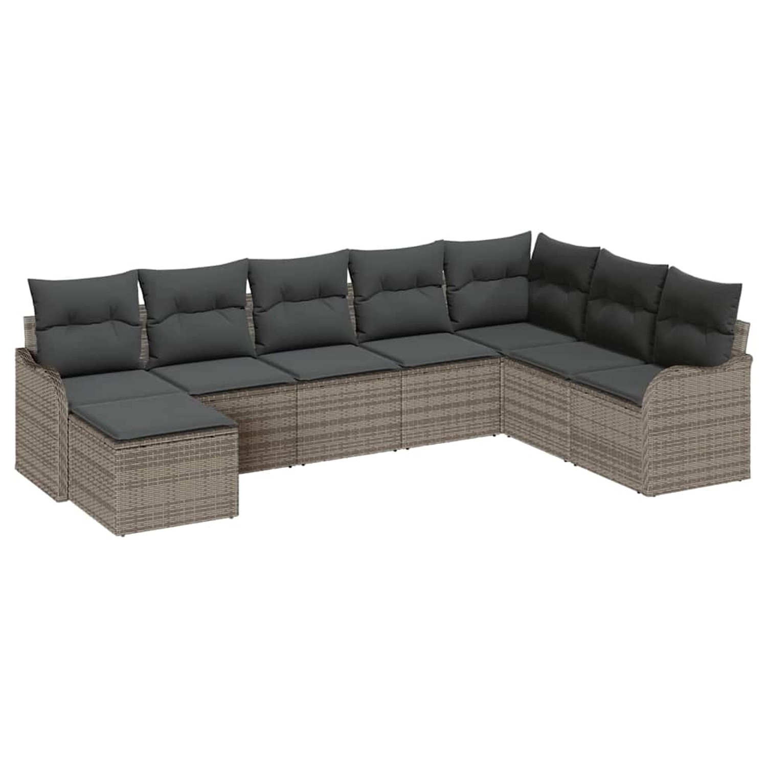 vidaXL Garten-Sofa-Set mit Kissen 8-Tlg Grau Poly Rattan 3345819 günstig online kaufen