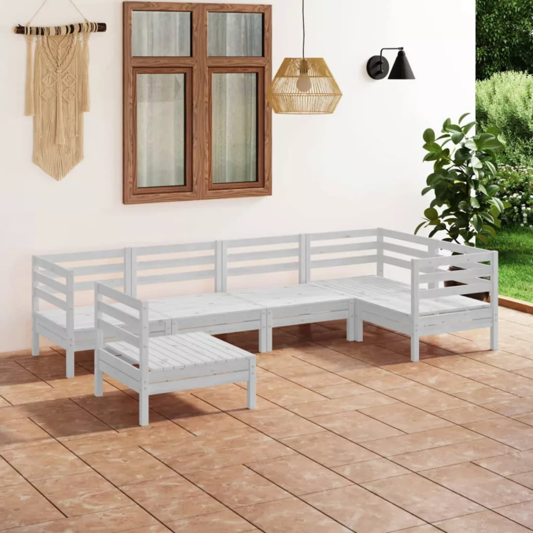 6-tlg. Garten-lounge-set Massivholz Kiefer Weiß günstig online kaufen