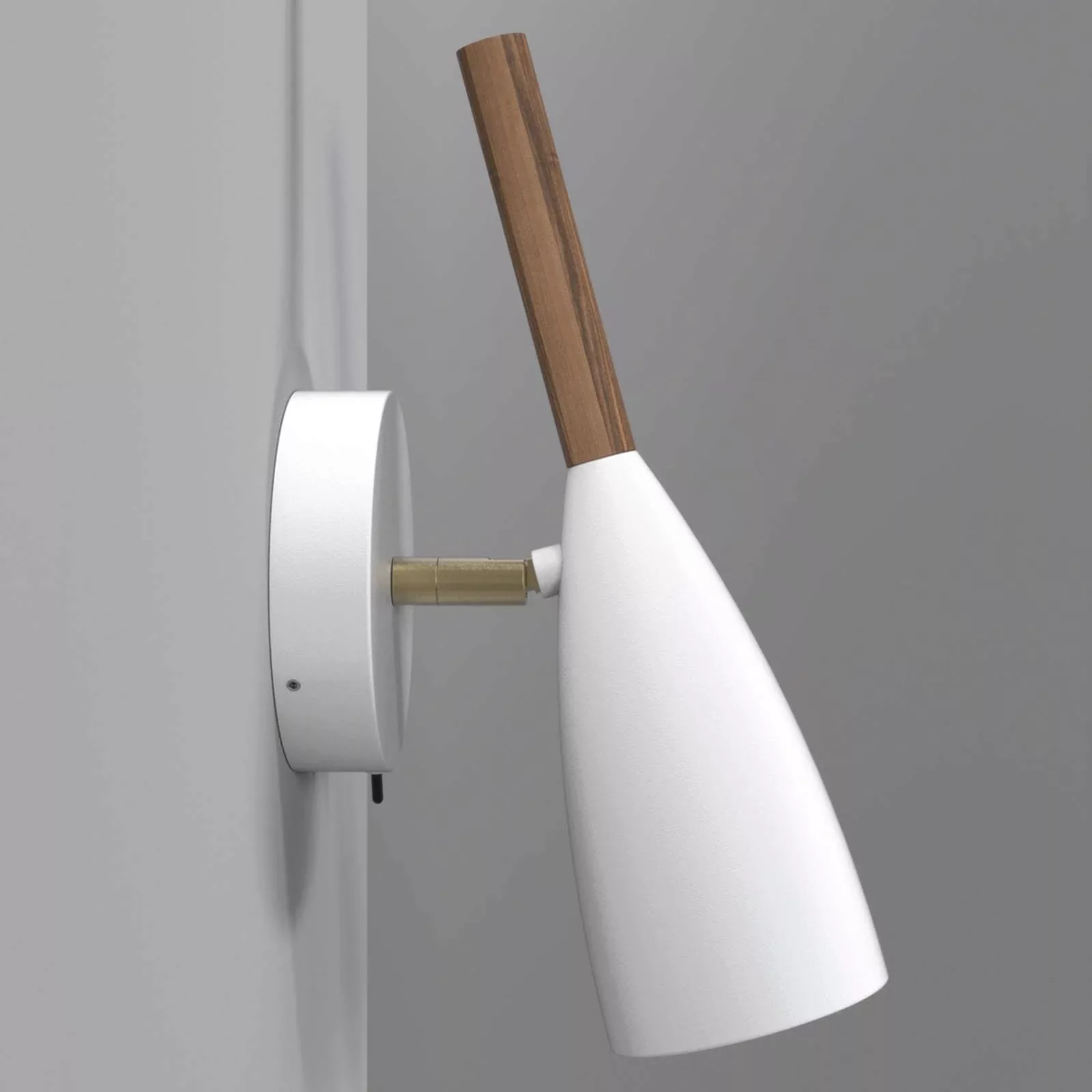 Wandleuchte Pure in Weiß mit Holzelement günstig online kaufen