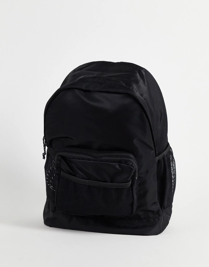ASOS DESIGN – Nylon-Rucksack mit Netzstoff-Tasche in Schwarz günstig online kaufen