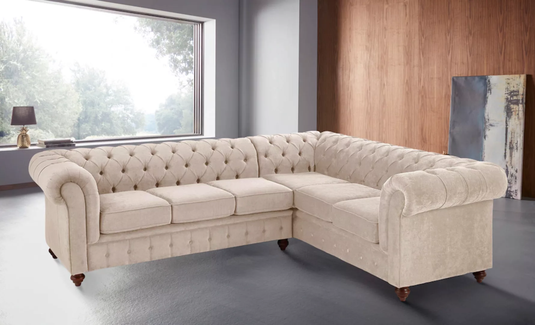 Home affaire Chesterfield-Sofa Chesterfield Ecksofa, auch in Leder L-Form, günstig online kaufen