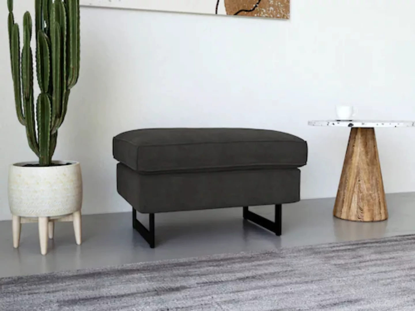 Places of Style Hocker »Pinto«, mit Keder, Metallfüßen und auch in Cord Bez günstig online kaufen