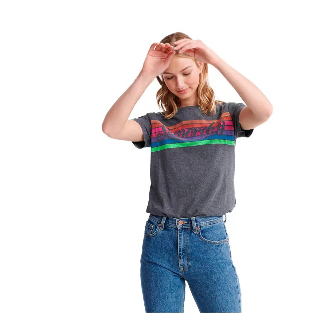 Superdry Premium Leather Rainbow Kurzärmeliges T-shirt XS Charcoal Marl günstig online kaufen