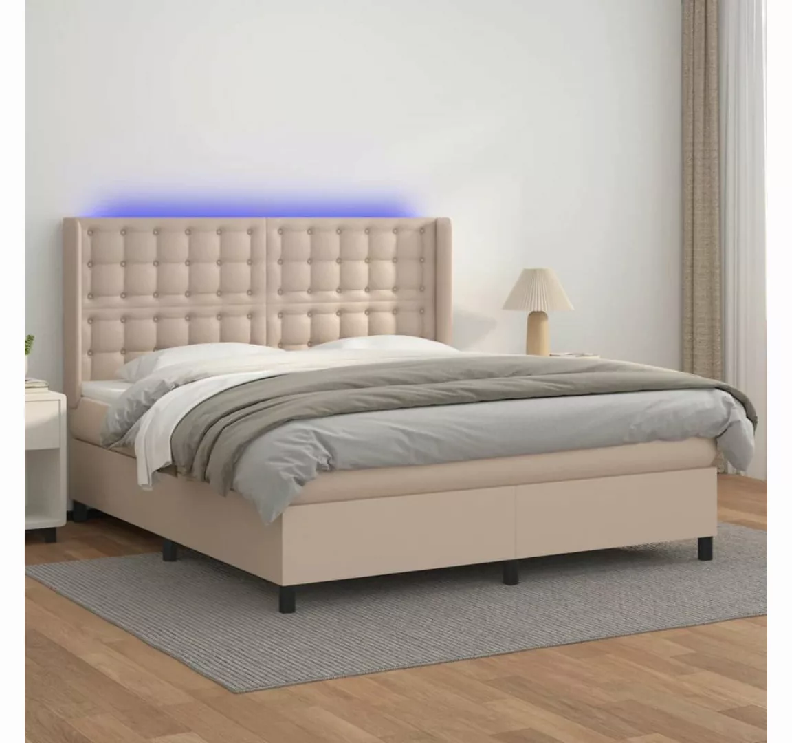 vidaXL Boxspringbett Boxspringbett mit Matratze und LED Kunstleder (160 x 2 günstig online kaufen