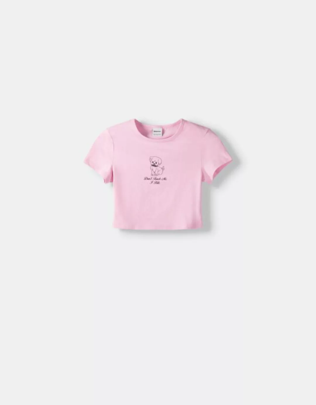 Bershka T-Shirt Mit Print Bskteen L Rosa günstig online kaufen