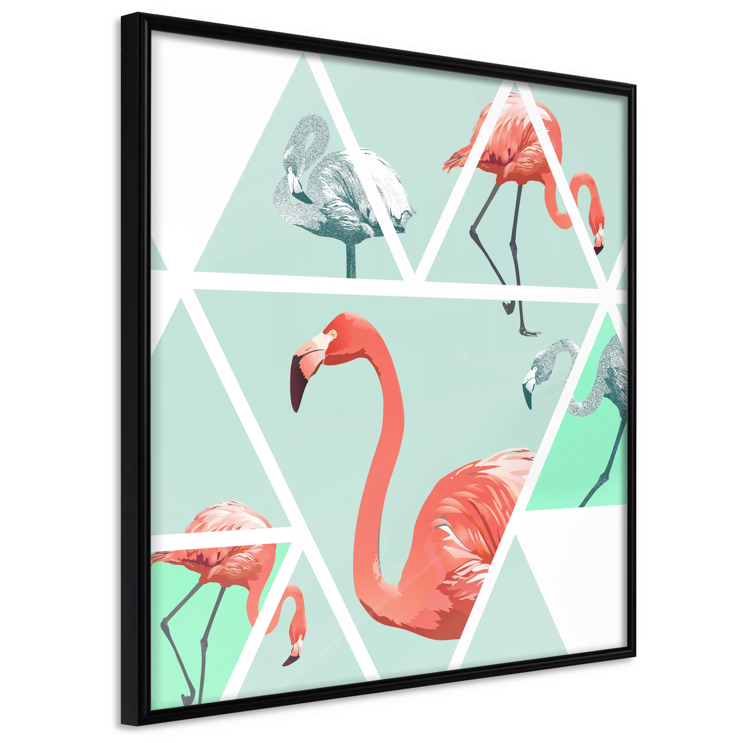 Poster - Tropical Mosaic With Flamingos (square) günstig online kaufen