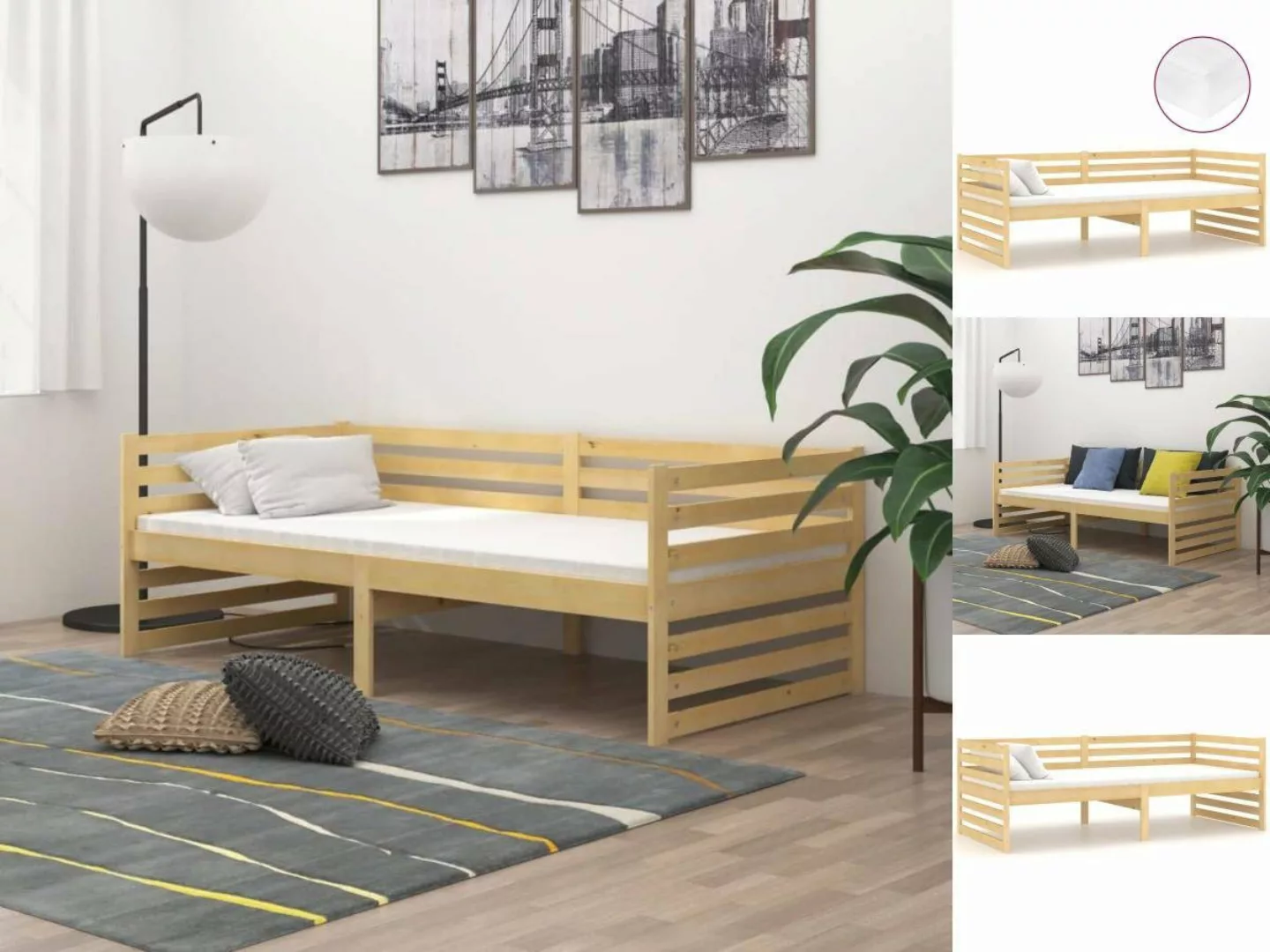 vidaXL Bettgestell Tagesbett Gästebett mit Matratze 90x200 cm Massivholz Ki günstig online kaufen