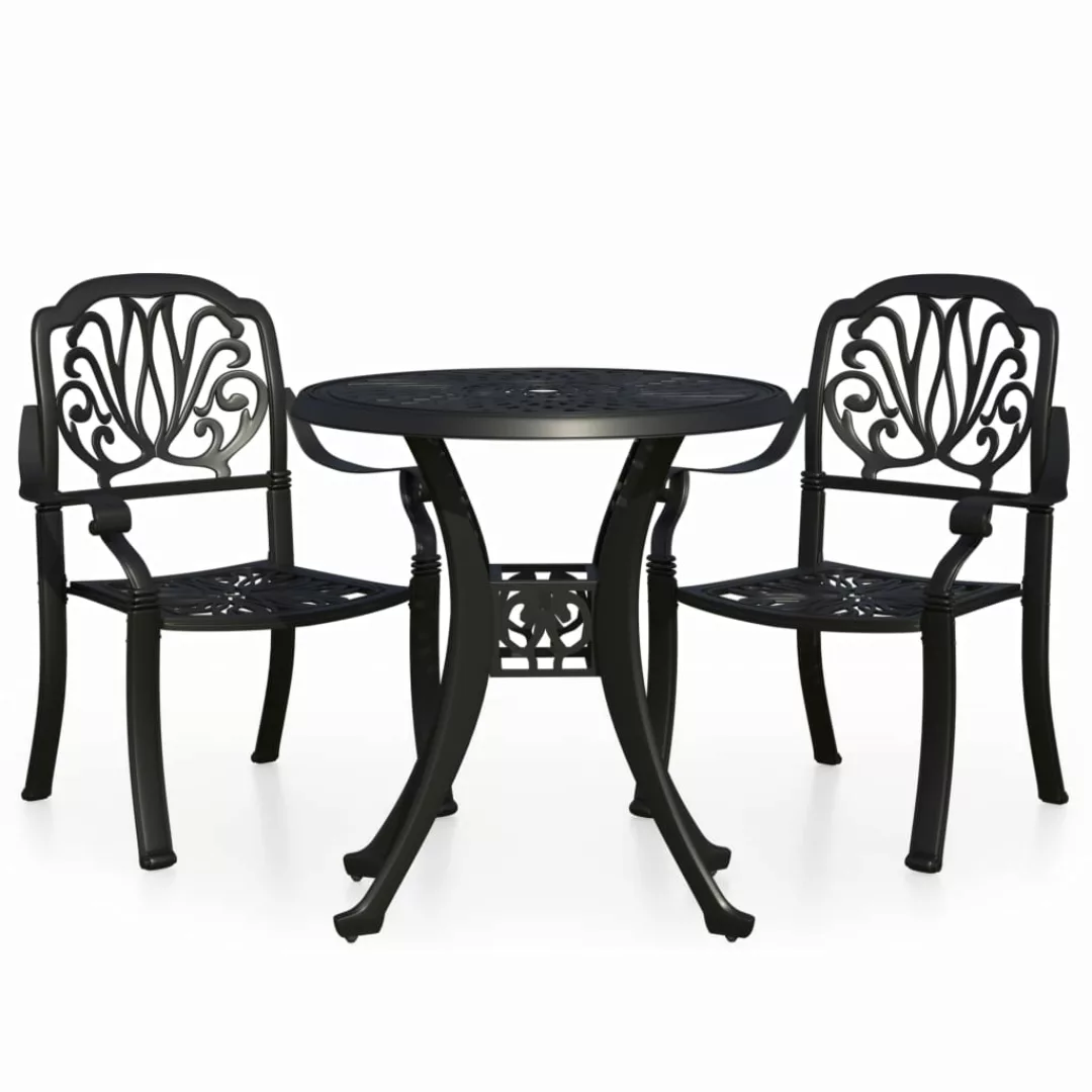 3-tlg. Bistro-set Aluminiumguss Schwarz günstig online kaufen