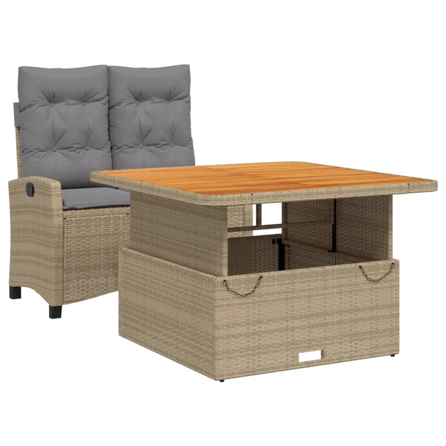 vidaXL 2-Tlg Garten-Essgruppe mit Kissen Beige Poly Rattan 3277427 günstig online kaufen