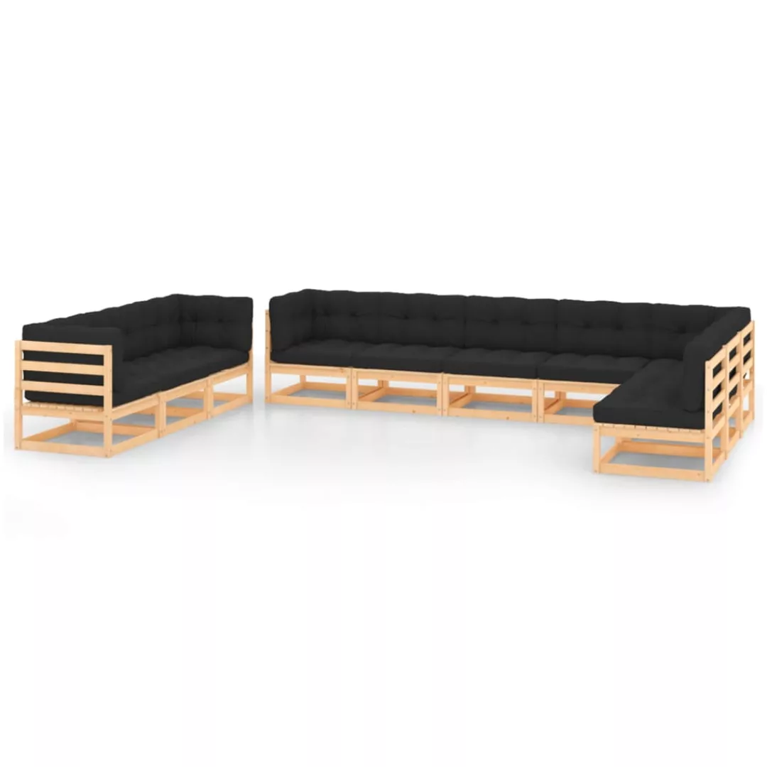 10-tlg. Garten-lounge-set Anthrazit-kissen Massivholz Kiefer günstig online kaufen