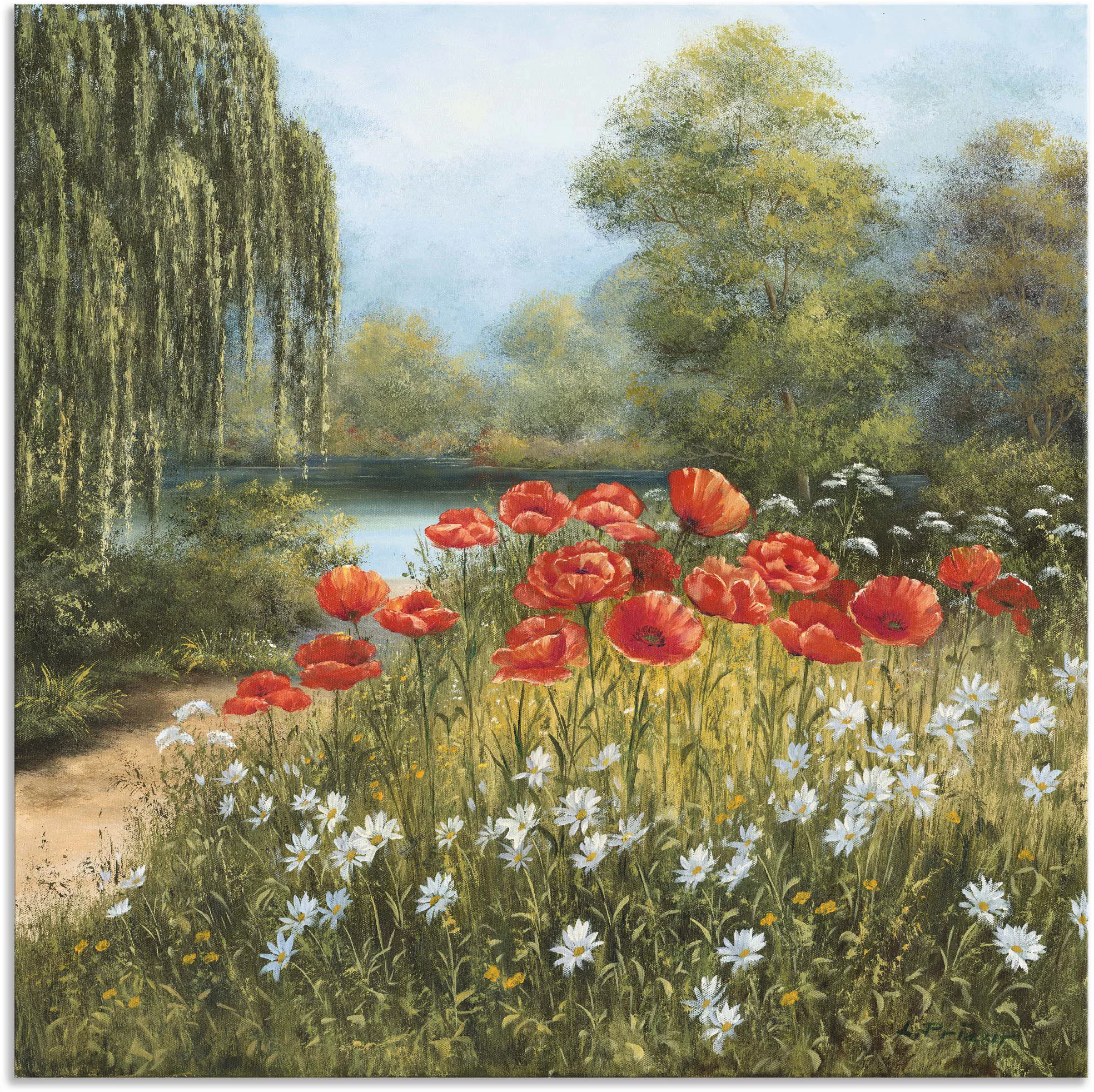 Artland Wandbild "Mohnwiese am See", Blumenwiese, (1 St.) günstig online kaufen