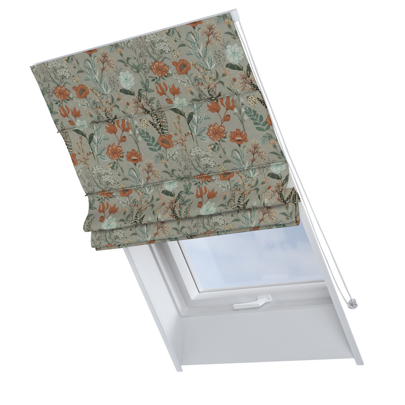 Dekoria Dachfenster-Raffrollo Rimini, grau-orange-grün, 50 x 60 cm günstig online kaufen