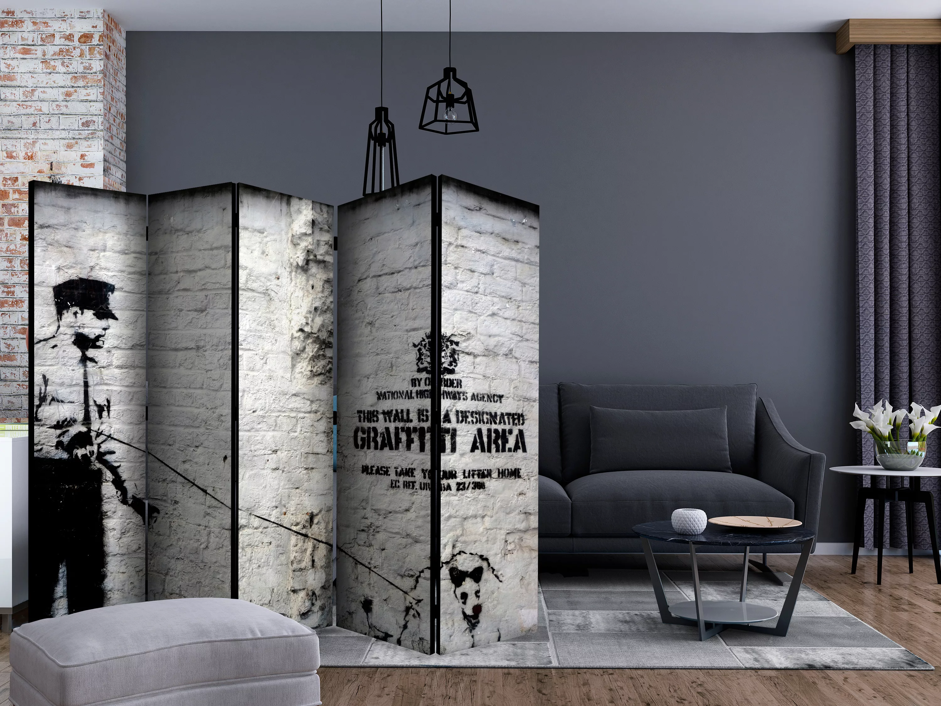 5-teiliges Paravent - Banksy - Graffiti Area Ii [room Dividers] günstig online kaufen