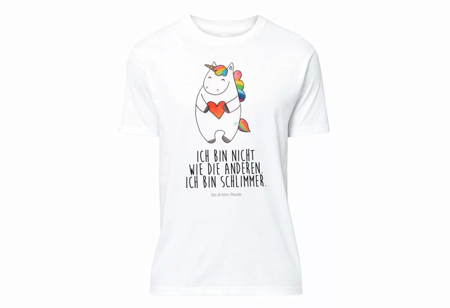 Mr. & Mrs. Panda T-Shirt Einhorn Herz - Weiß - Geschenk, böse, Einhörner, U günstig online kaufen