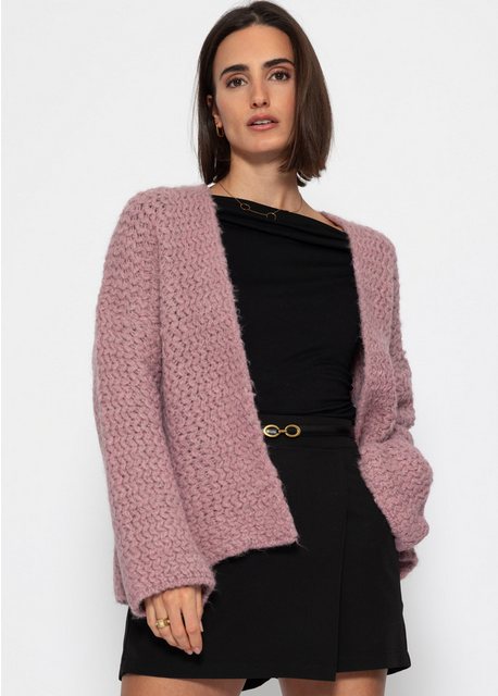 SASSYCLASSY Cardigan Cardigan aus Grobstrick mit Trompetenärmeln Grob gestr günstig online kaufen