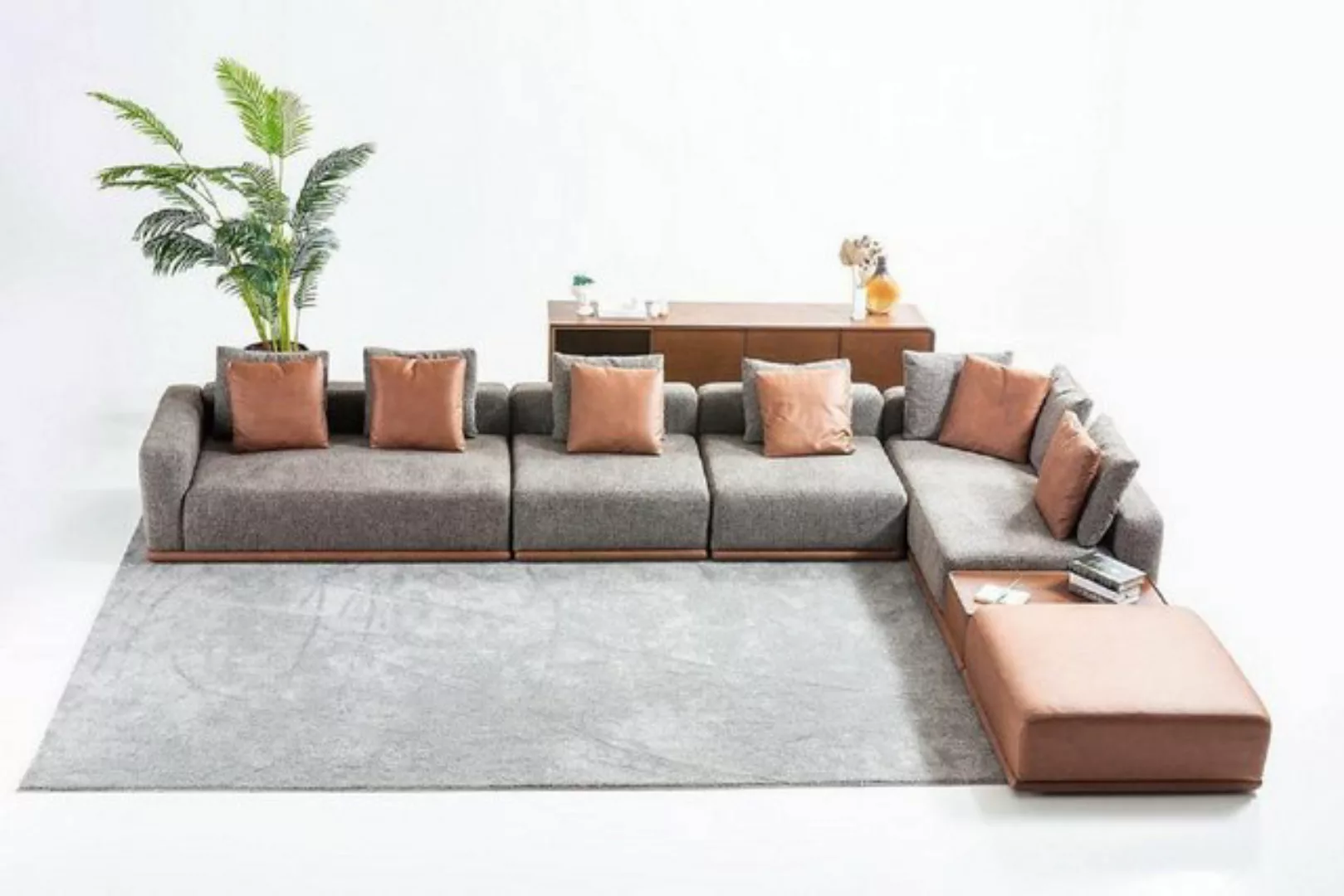 JVmoebel Ecksofa Graue Wohnzimmer Sitz Wohnlandschaft Eckgarnitur Designer günstig online kaufen