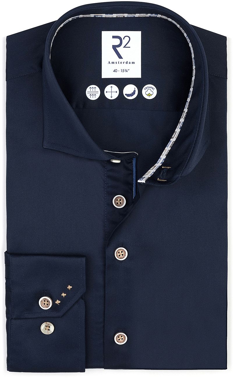 R2 Hemd Fine Twill Navy - Größe 40 günstig online kaufen