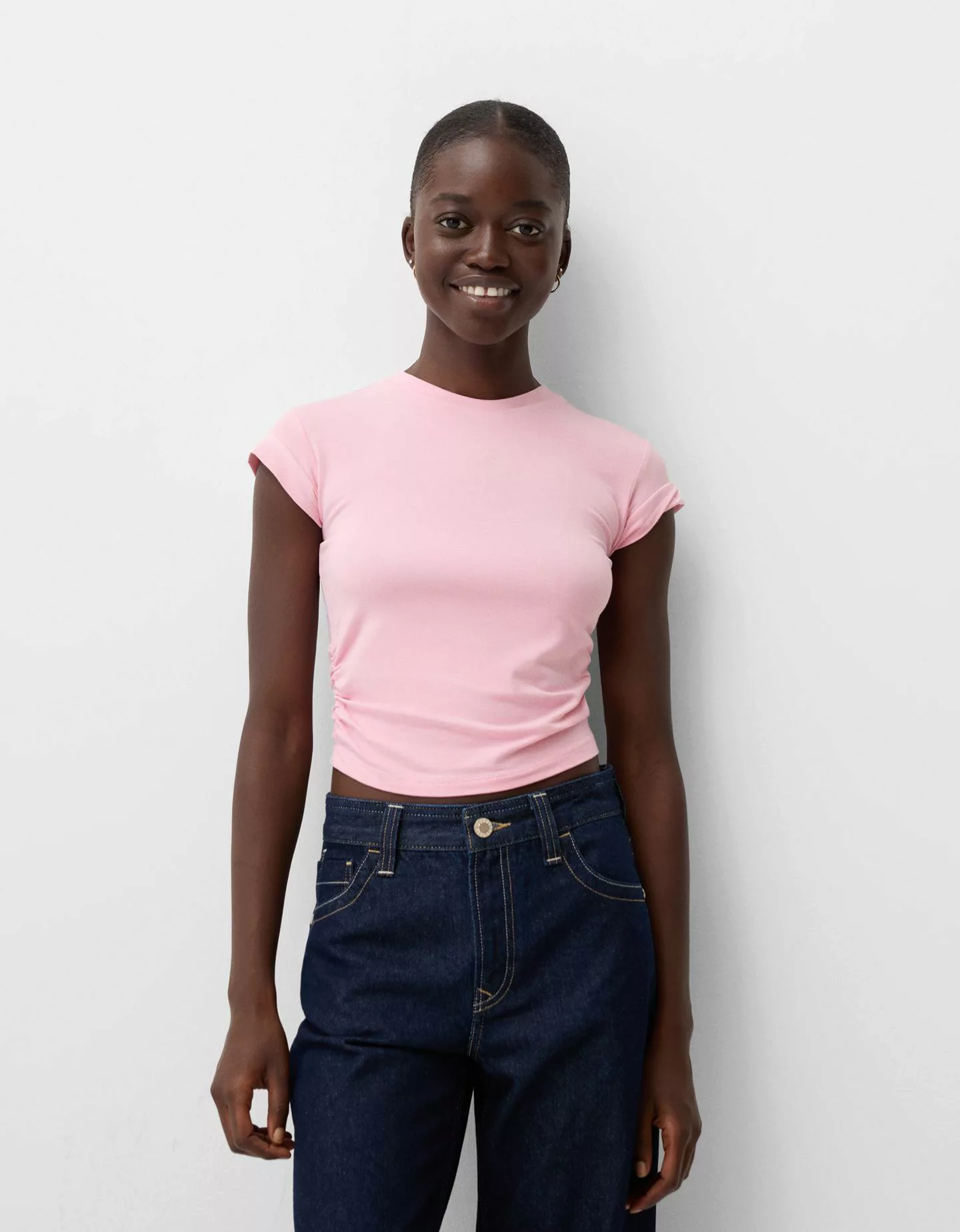 Bershka T-Shirt Mit Kurzen Ärmeln Damen Xs Rosa günstig online kaufen