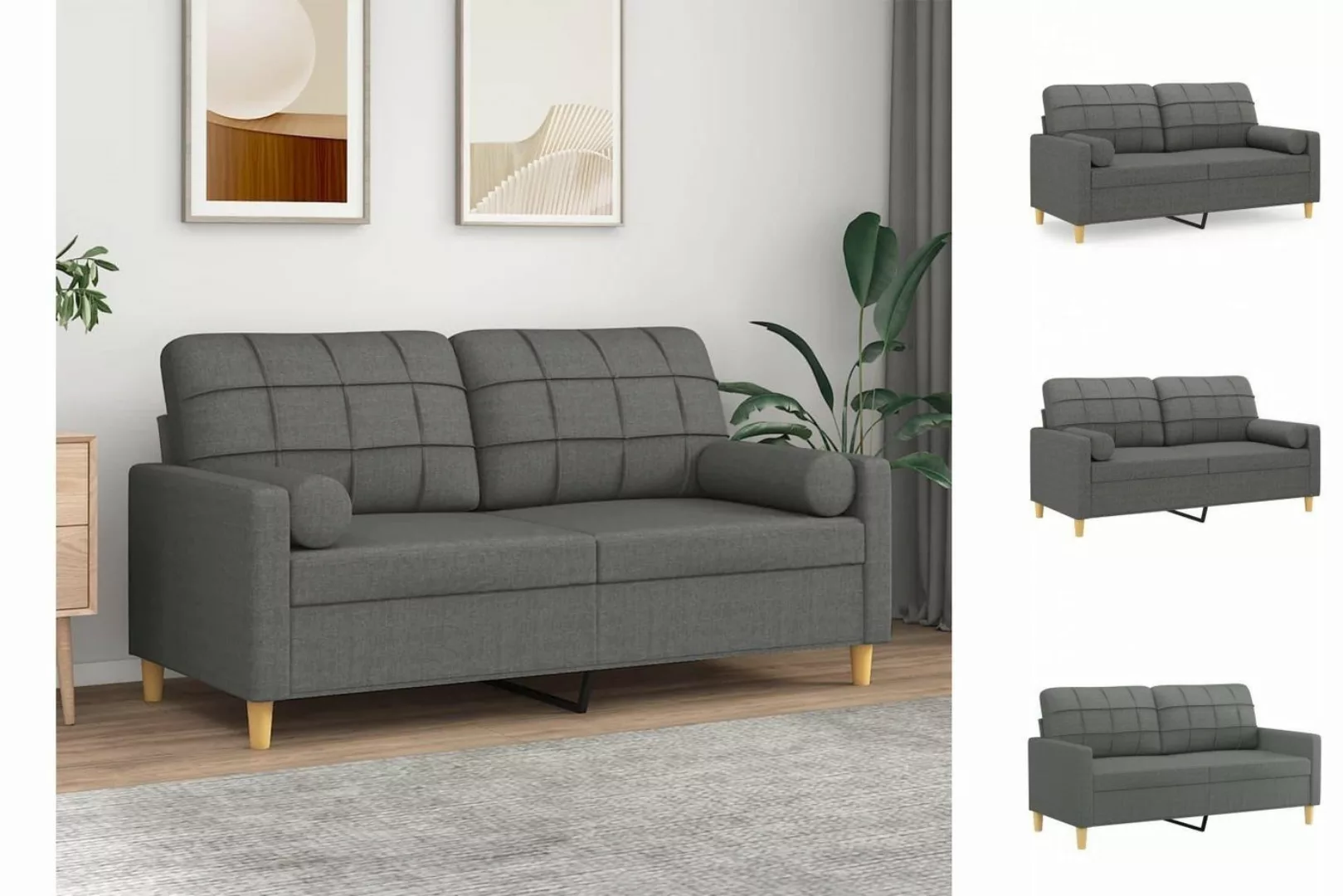 vidaXL Sofa 2-Sitzer-Sofa mit Zierkissen Dunkelgrau 140 cm Stoff günstig online kaufen