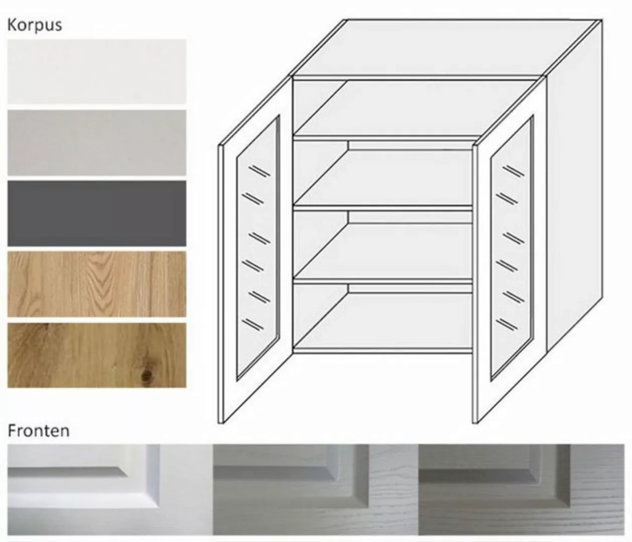 Feldmann-Wohnen Glashängeschrank Elbing (Elbing, 1-St) 90cm Front-, Korpusf günstig online kaufen